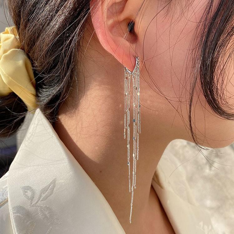 Women's Tassel Heart-shaped Ear Clip Long Suitable For Round Earrings