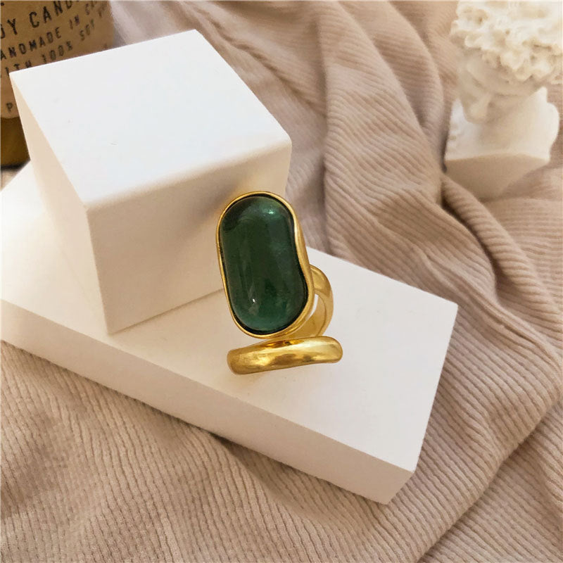 French Style High Sense Emerald Female Rings
