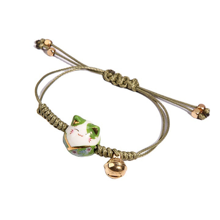 Cute Ceramic Lucky Cat Kitty Female Bracelets