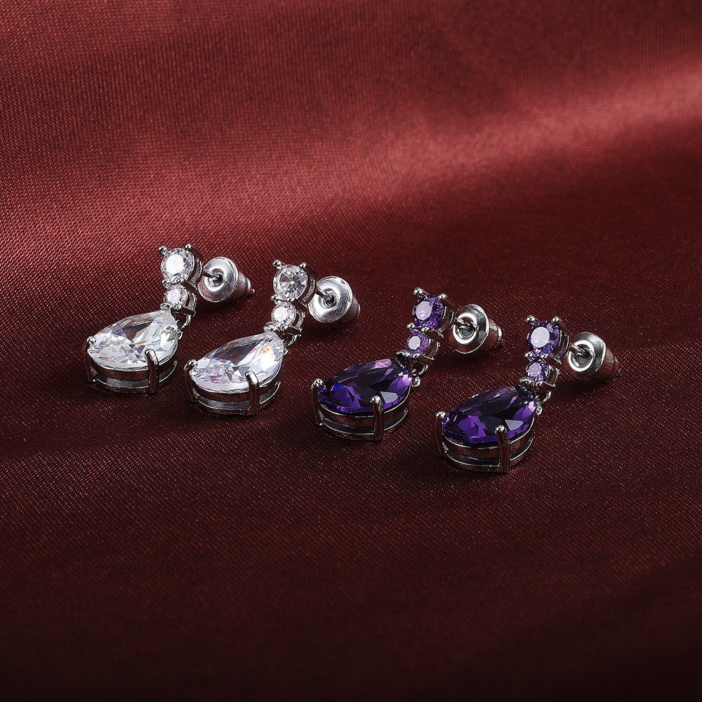 Water Drop Zircon Copper Fashion Popular Earrings