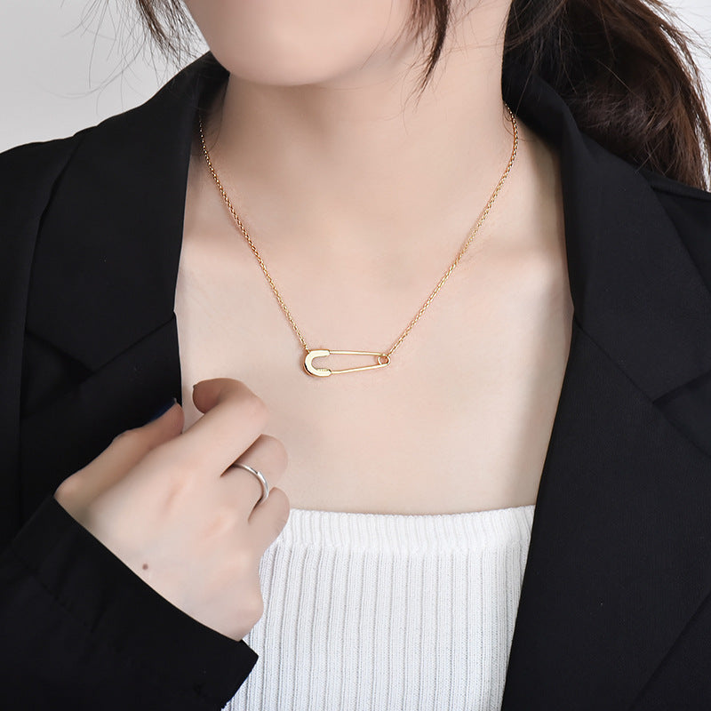 Women's Sier Korean Geometric Glossy Clip Thai Necklaces
