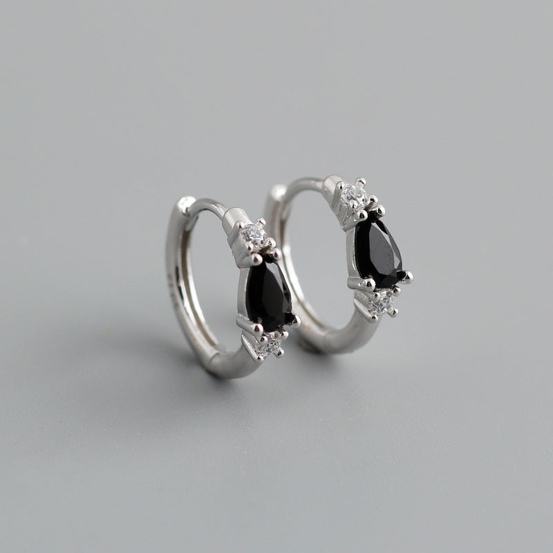 Women's Pine Water Drop Zircon Sterling Sier Earrings