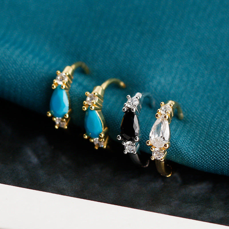 Women's Pine Water Drop Zircon Sterling Sier Earrings