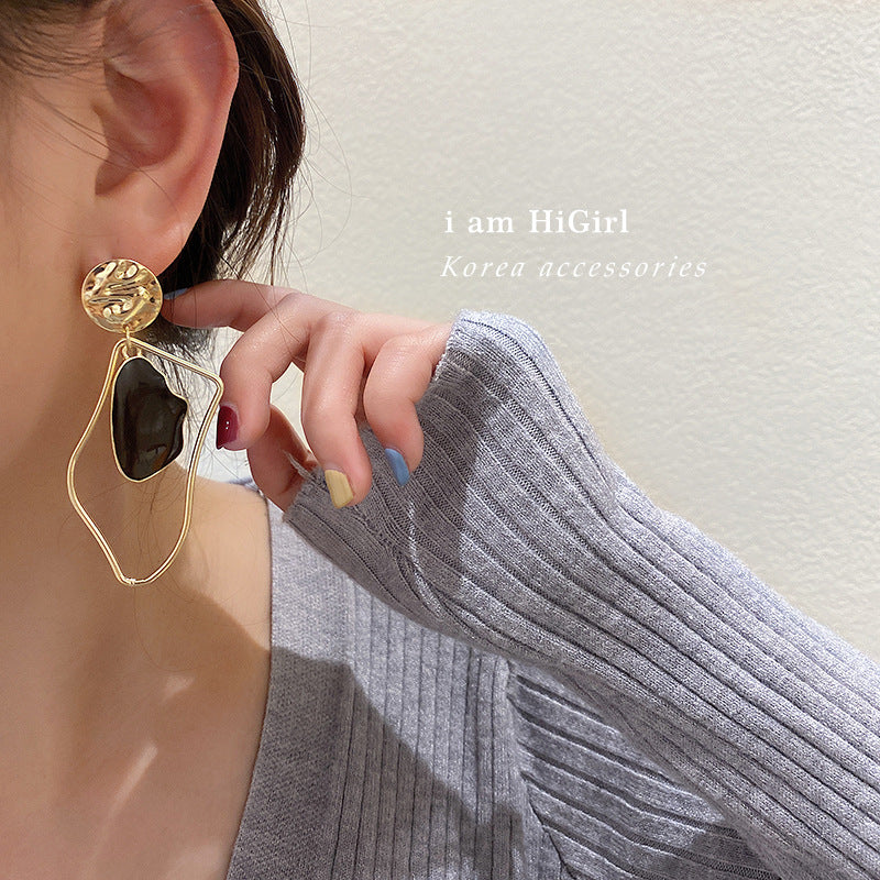 Women's Sier Needle Irregular Enamel Simple Fashionable Earrings