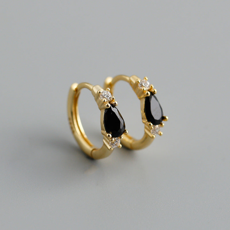 Women's Pine Water Drop Zircon Sterling Sier Earrings