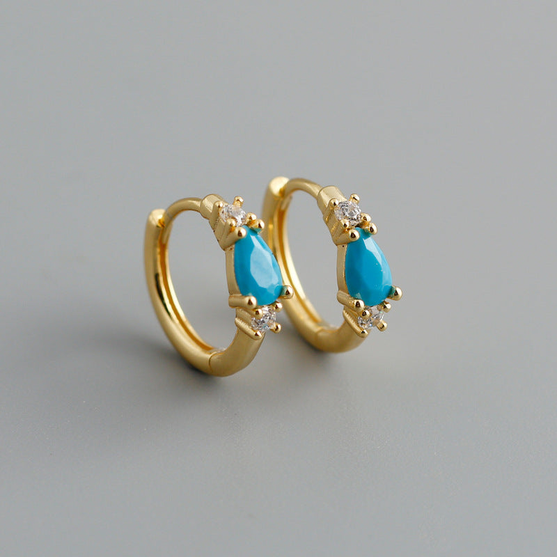Women's Pine Water Drop Zircon Sterling Sier Earrings