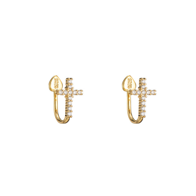 Cross Diamond Ear Clip Female Korean Rings
