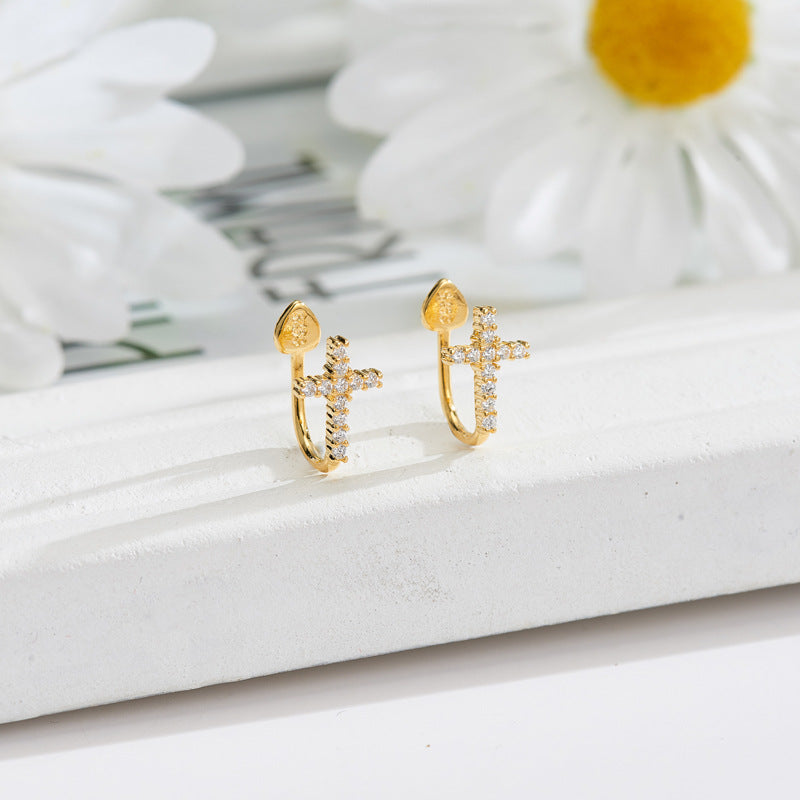 Cross Diamond Ear Clip Female Korean Rings