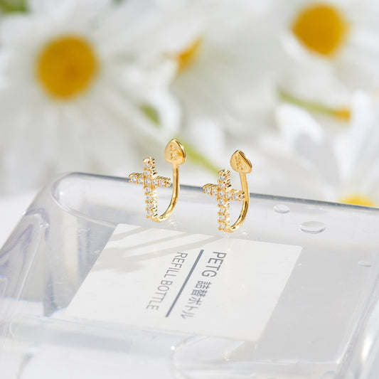 Cross Diamond Ear Clip Female Korean Rings