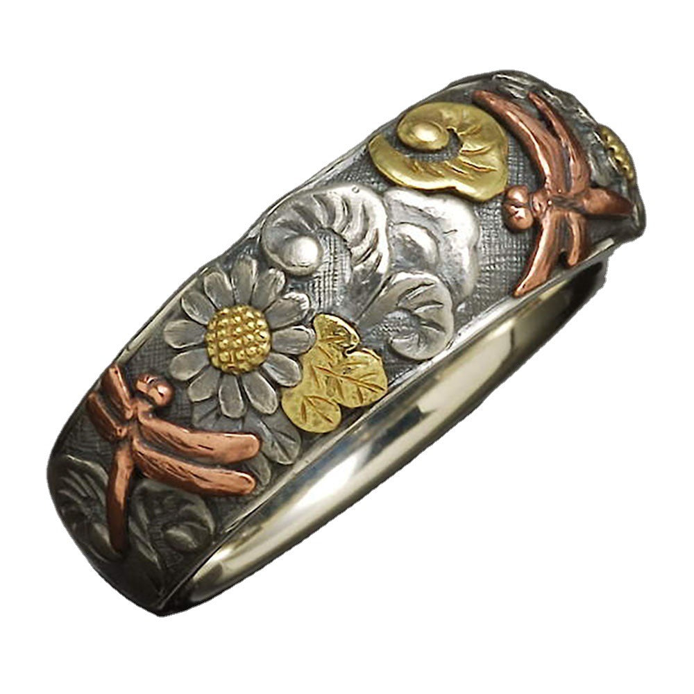 Classy Vintage Carved Flower Dragonfly Sunflower Rings