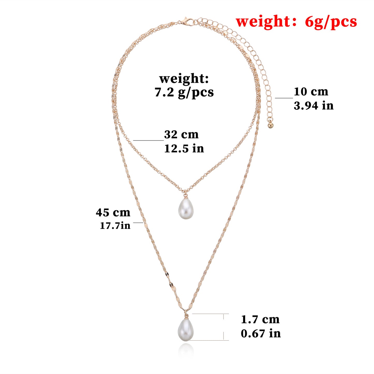 Women's Chain Pearl Water Drop Shape Fashion Necklaces