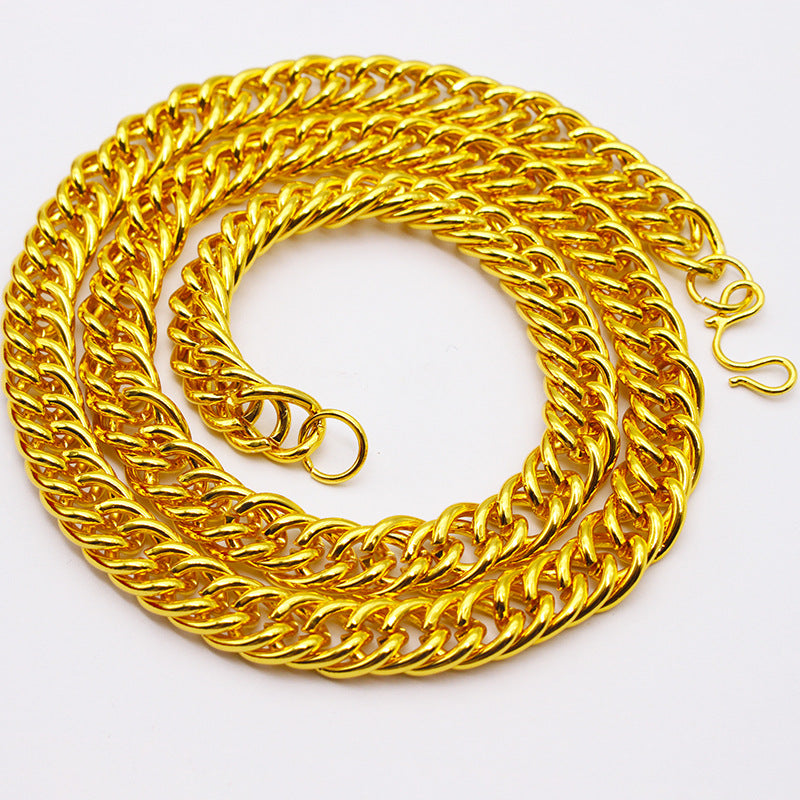 Men's Double Row Chain Domineering Gold Curb Necklaces