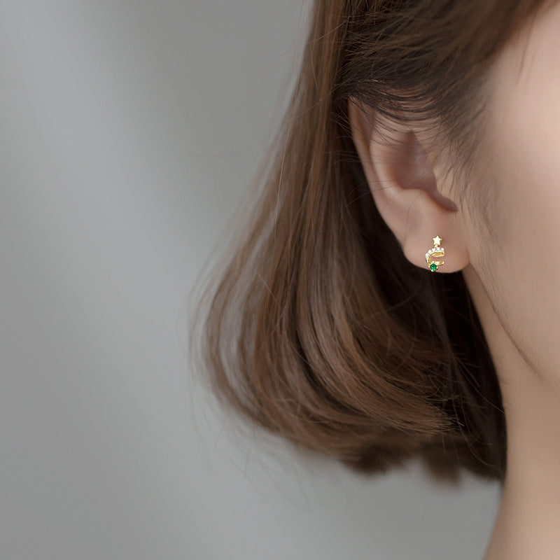 Lodge Sterling Sier Christmas Tree Grandmother Green Earrings