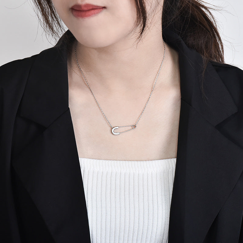 Women's Sier Korean Geometric Glossy Clip Thai Necklaces