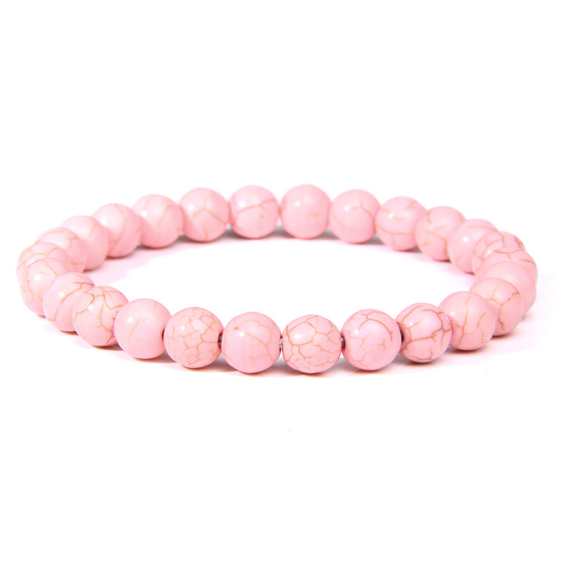 Men's Natural Stone Beads White Turquoise Elastic Bracelets