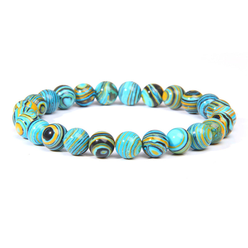 Men's Natural Stone Beads White Turquoise Elastic Bracelets