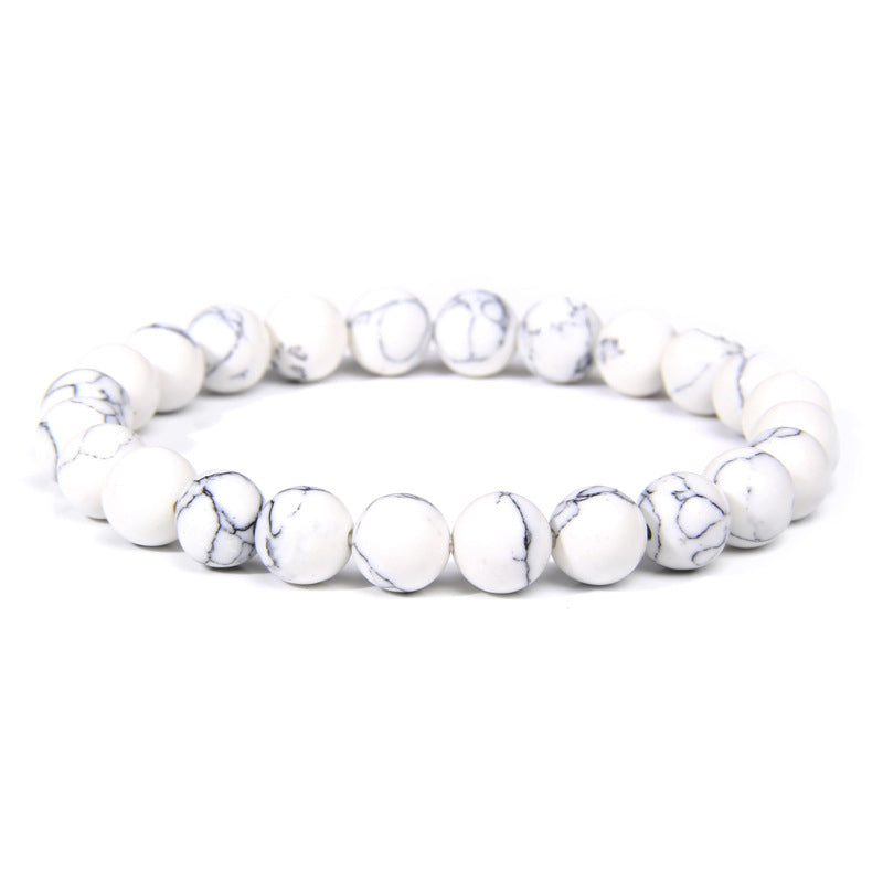 Men's Natural Stone Beads White Turquoise Elastic Bracelets