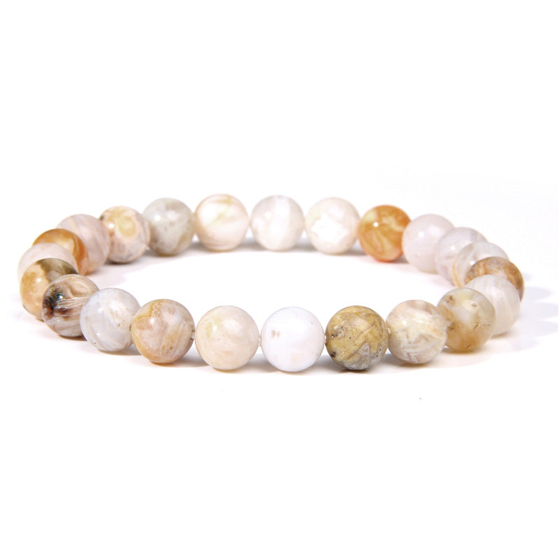 Men's Natural Stone Beads White Turquoise Elastic Bracelets