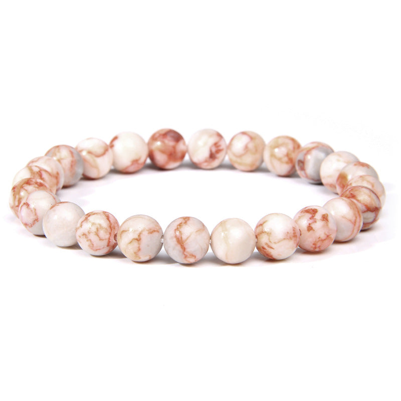 Men's Natural Stone Beads White Turquoise Elastic Bracelets