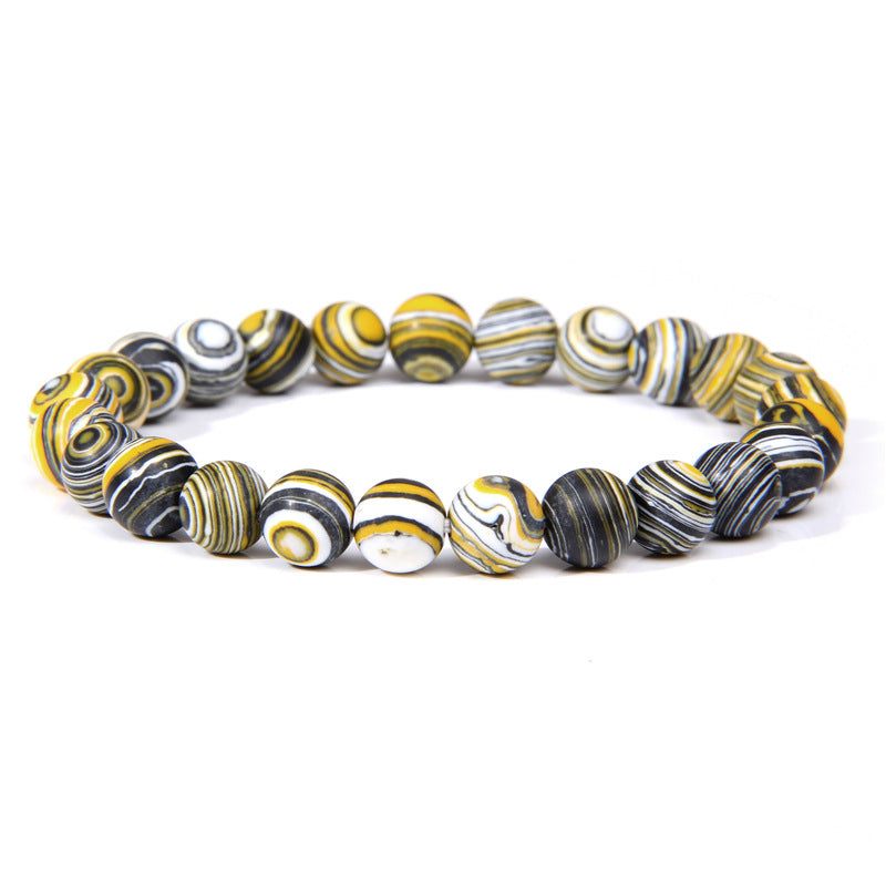 Men's Natural Stone Beads White Turquoise Elastic Bracelets