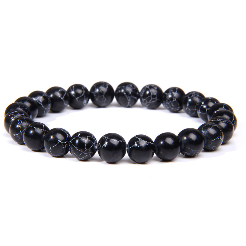 Men's Natural Stone Beads White Turquoise Elastic Bracelets