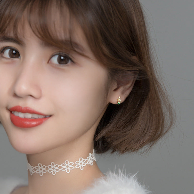 Lodge Sterling Sier Christmas Tree Grandmother Green Earrings