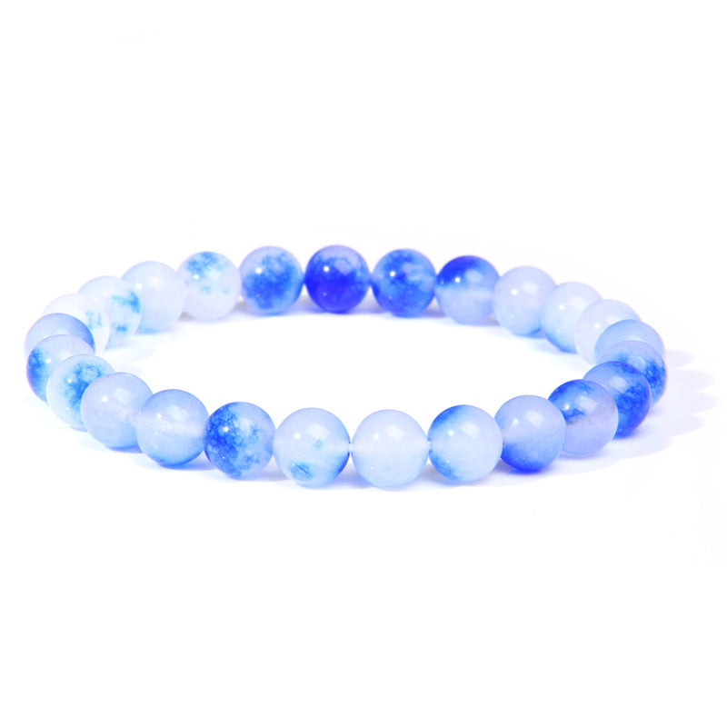 Men's Natural Stone Beads White Turquoise Elastic Bracelets