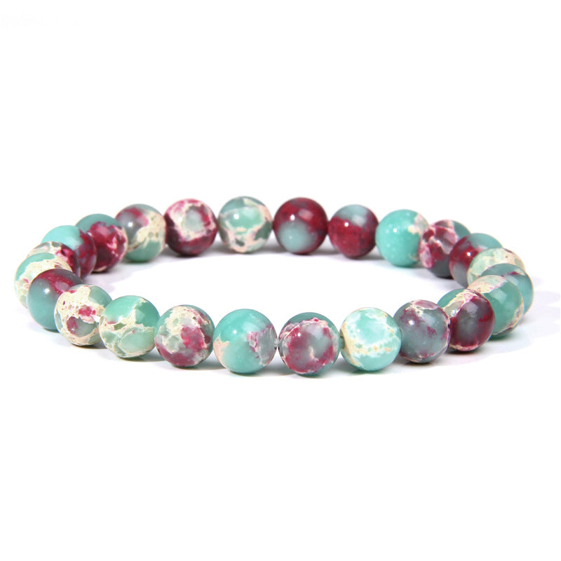 Men's Natural Stone Beads White Turquoise Elastic Bracelets