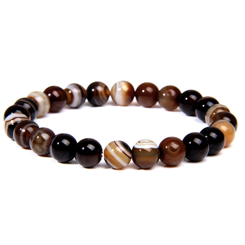 Men's Natural Stone Beads White Turquoise Elastic Bracelets