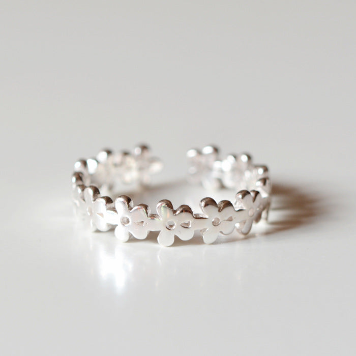 Classy Sier Flower Cutout Plain Sterling Rings