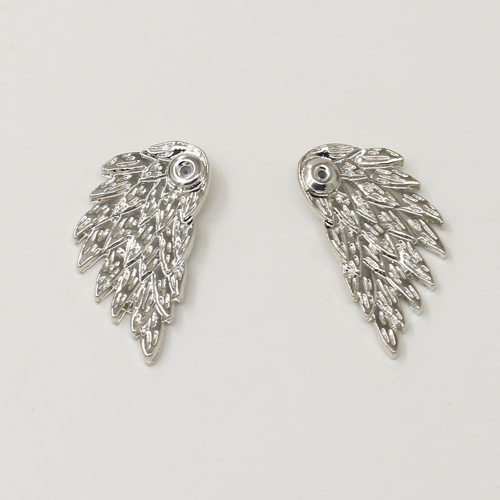 Angel Wings Feather Diamond Alloy Piercing Earrings