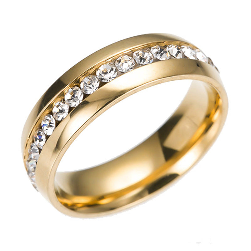 Single Row Diamond Stainless Steel Jewelry Rings