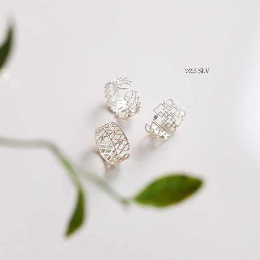 Women's Sier Korean Style Geometric Lace With Rings