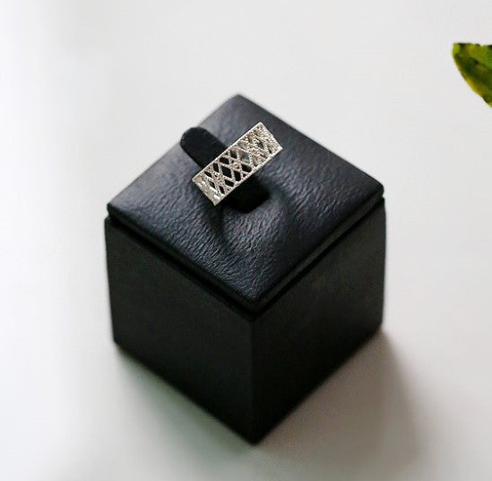 Women's Sier Korean Style Geometric Lace With Rings
