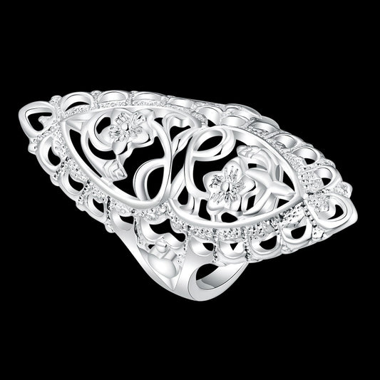 Women's Jewelry Fashion Sier Plated Hollow Popular Rings