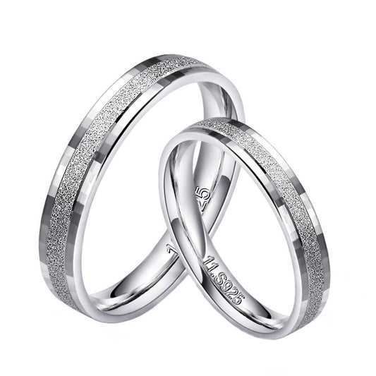 Women's & Men's Sterling Sier Ornament Frosted Scales Korean Fashion Couple Rings