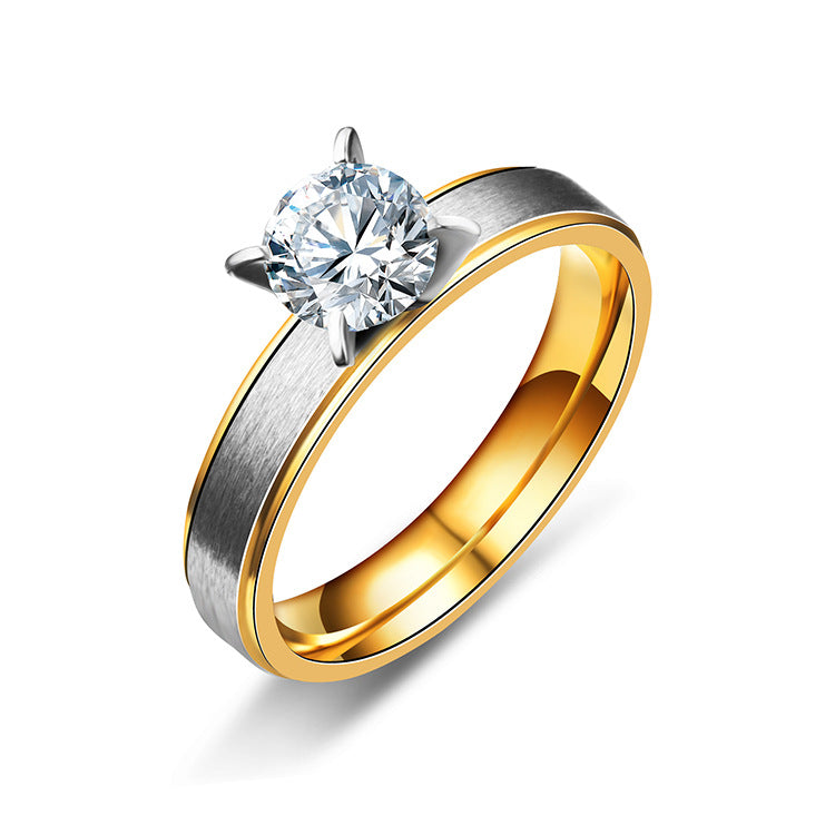 Room Gold Matte Zircon Couple Source Rings