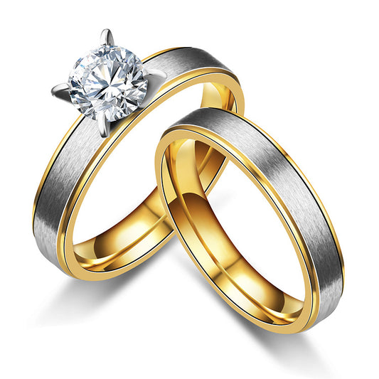 Room Gold Matte Zircon Couple Source Rings