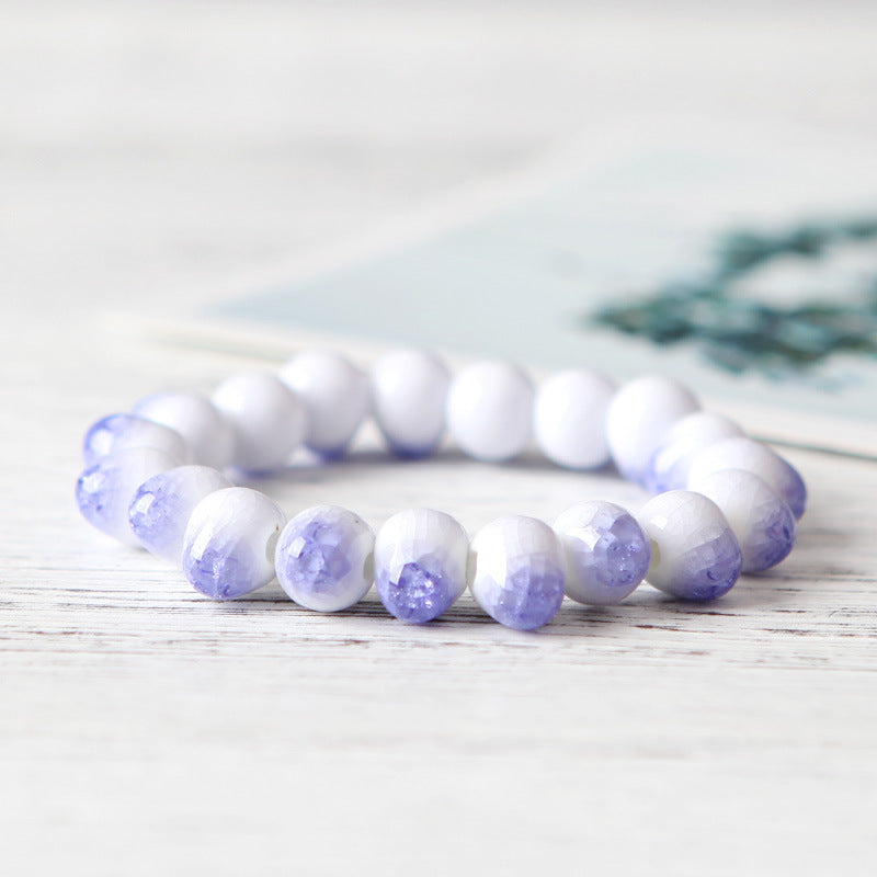 Ceramic Ethnic Style Blue White Porcelain Ornament Beach Bracelets