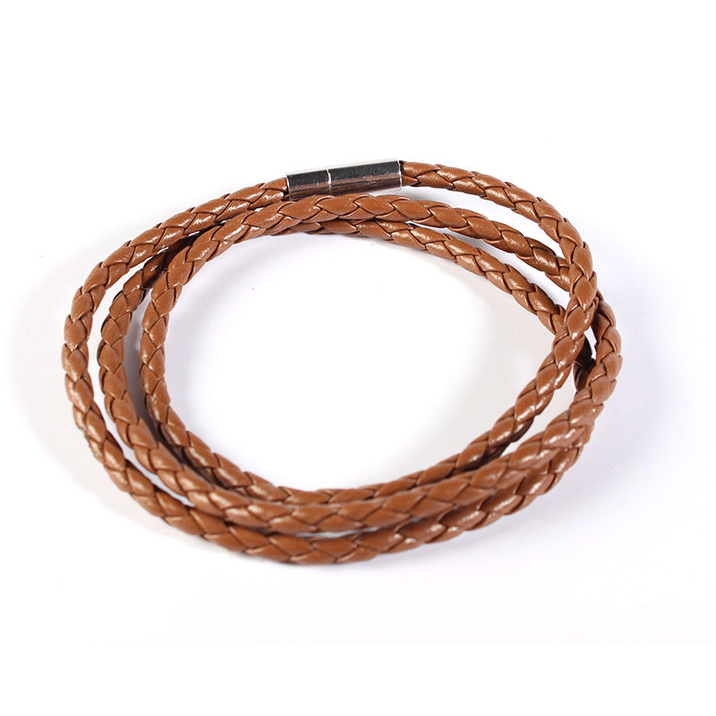 Men's Woven Twisted Constellation Alloy Piece Leather Bracelets