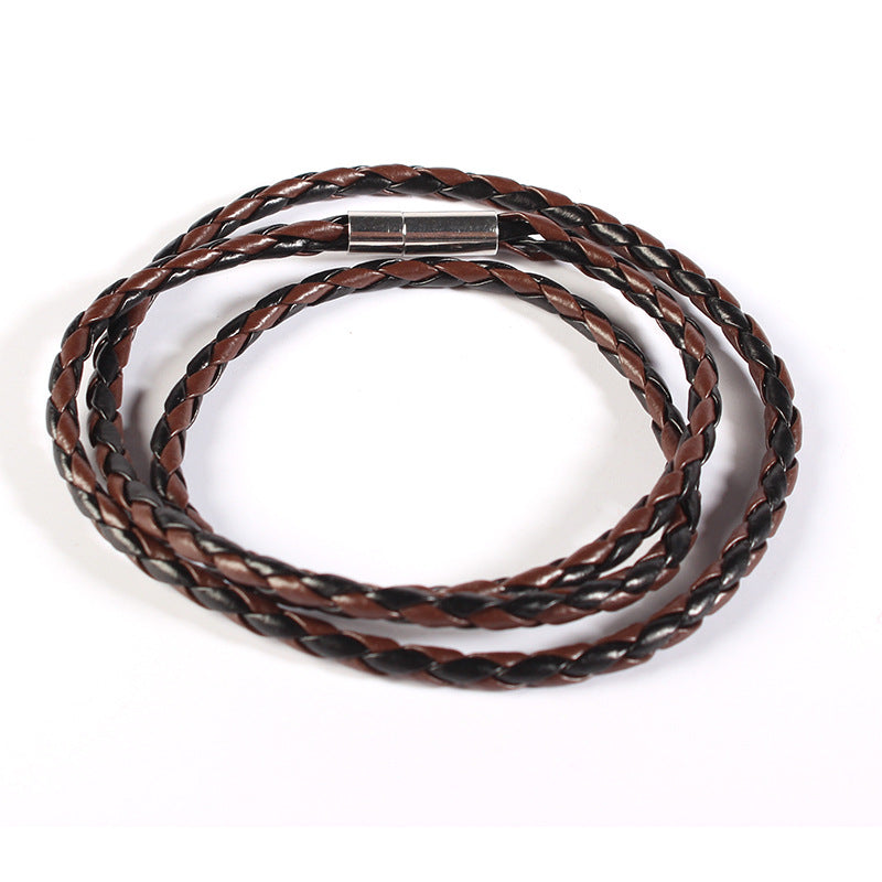 Men's Woven Twisted Constellation Alloy Piece Leather Bracelets