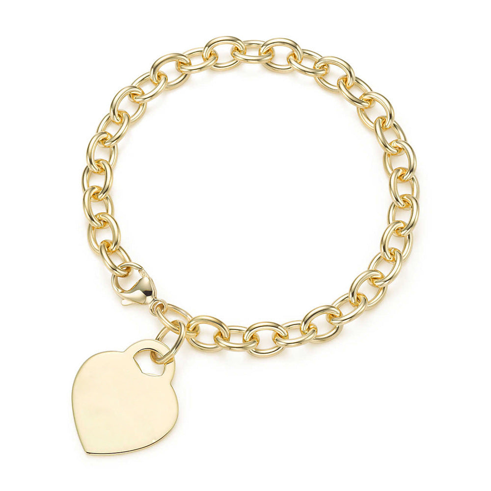 Women's Heart Heart-shaped Ornament Titanium Steel Peach Bracelets