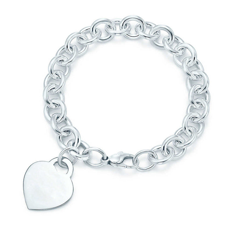 Women's Heart Heart-shaped Ornament Titanium Steel Peach Bracelets