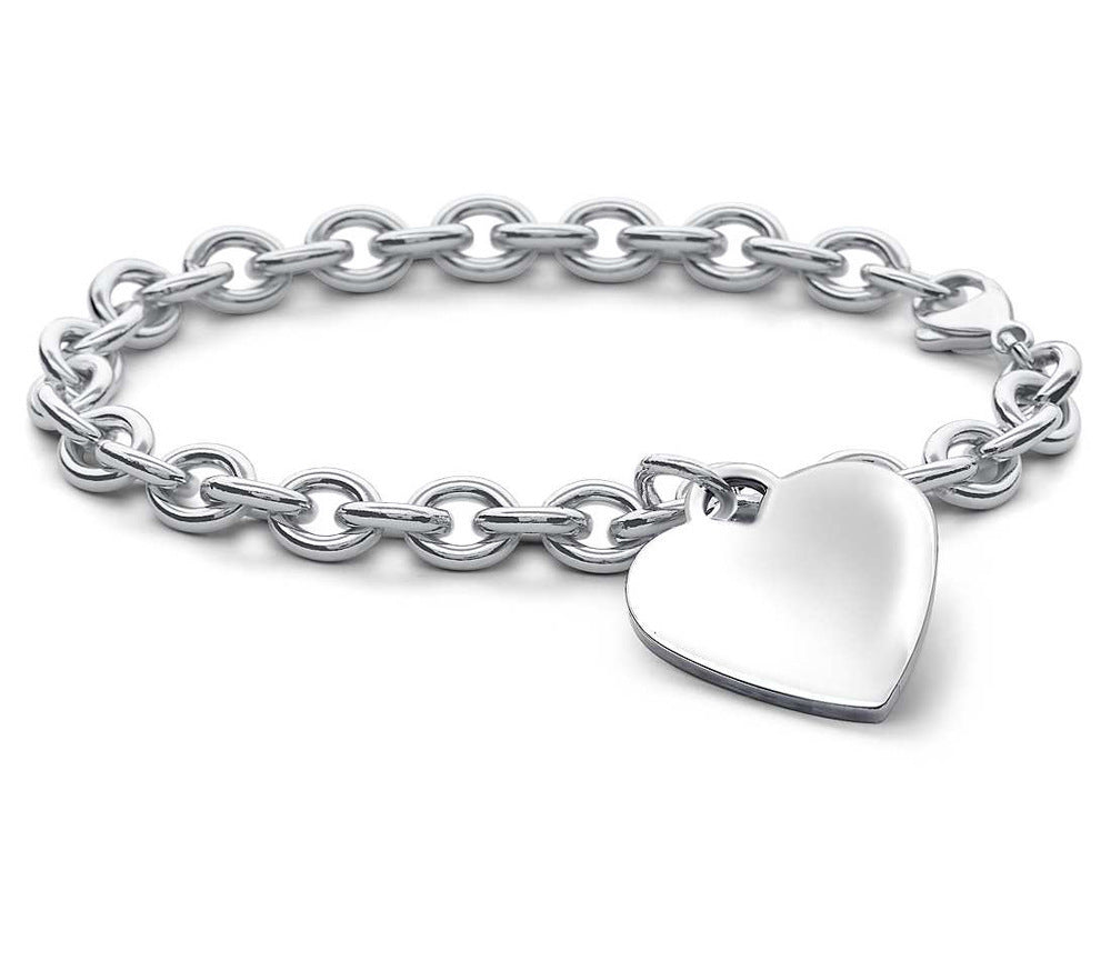 Women's Heart Heart-shaped Ornament Titanium Steel Peach Bracelets