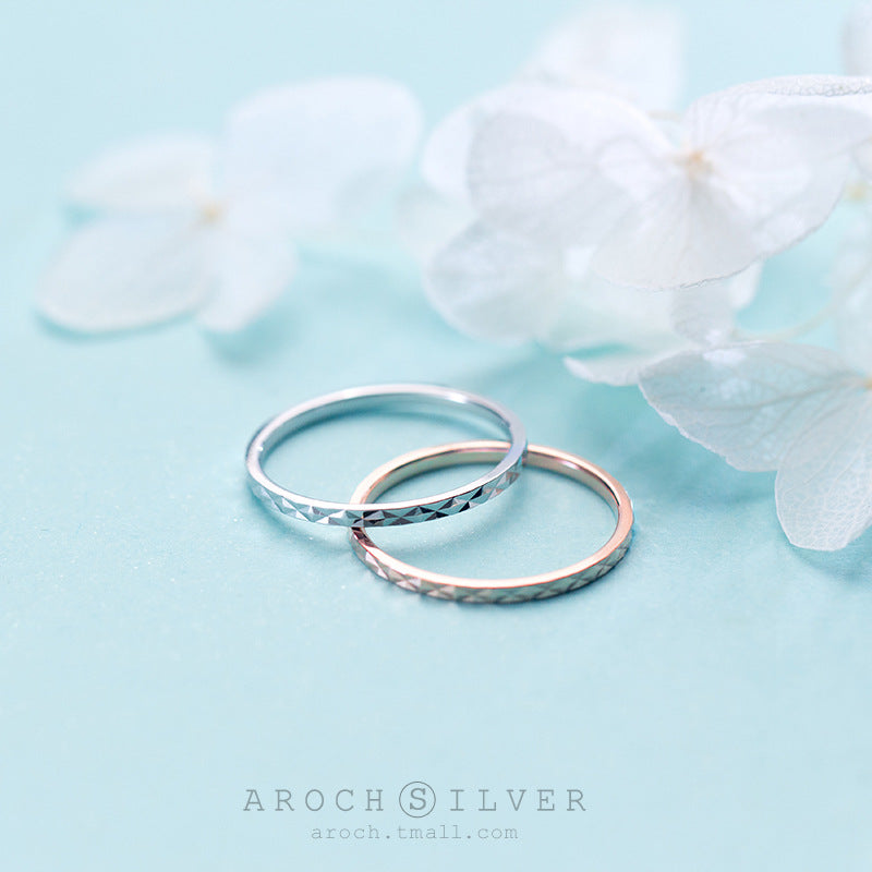 Women's Sier Starry Simple Joint Thin Little Rings