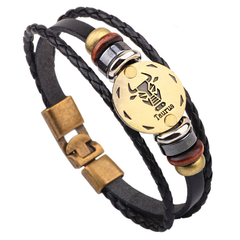 Leather Hand-woven Twee Constellation Cattle Simple Bracelets