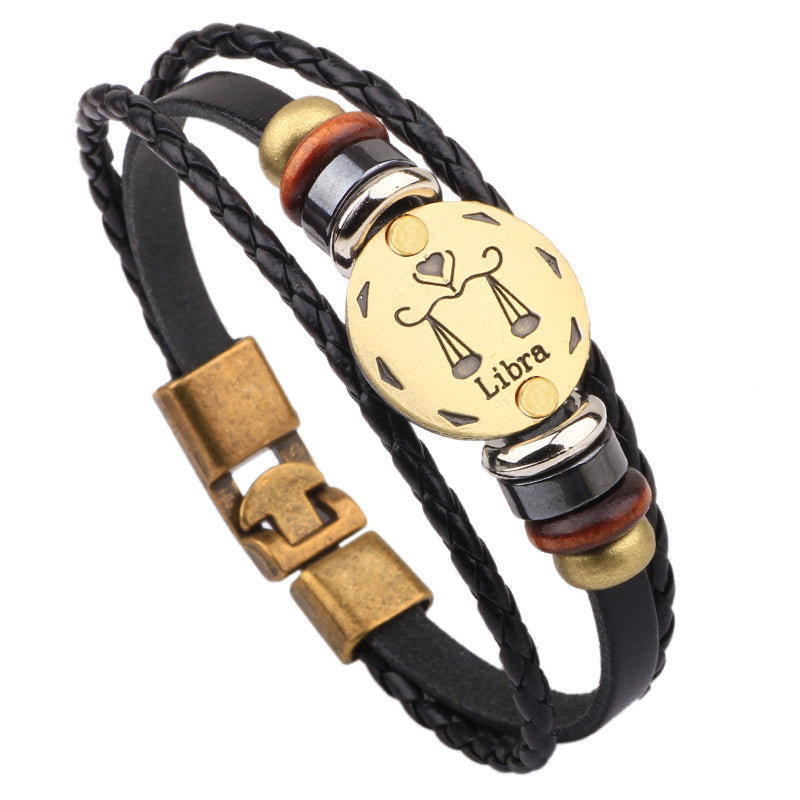 Leather Hand-woven Twee Constellation Cattle Simple Bracelets