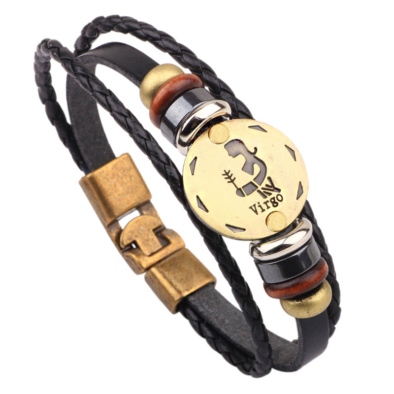 Leather Hand-woven Twee Constellation Cattle Simple Bracelets