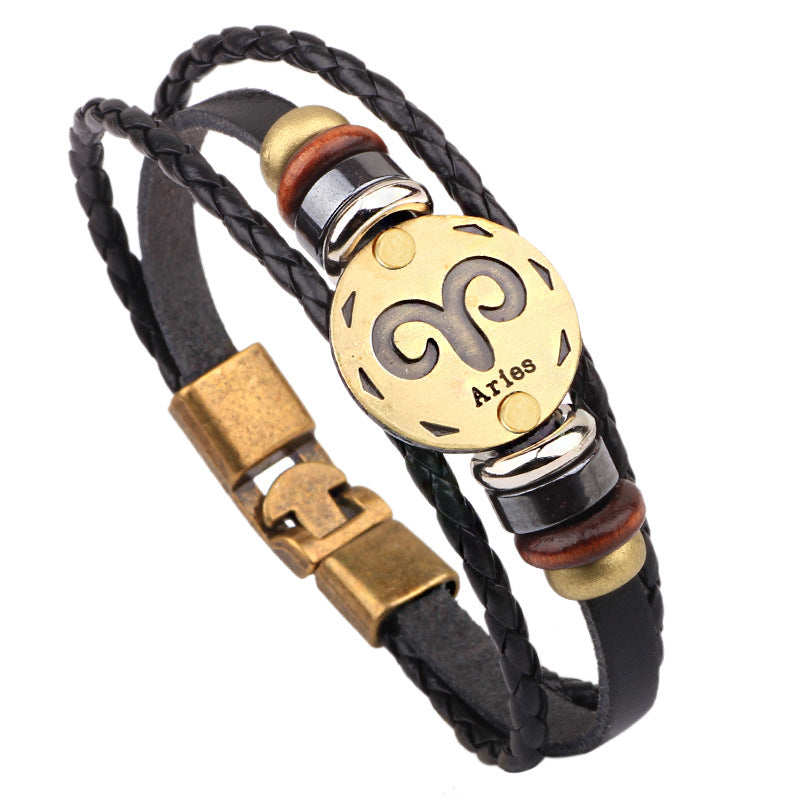 Leather Hand-woven Twee Constellation Cattle Simple Bracelets