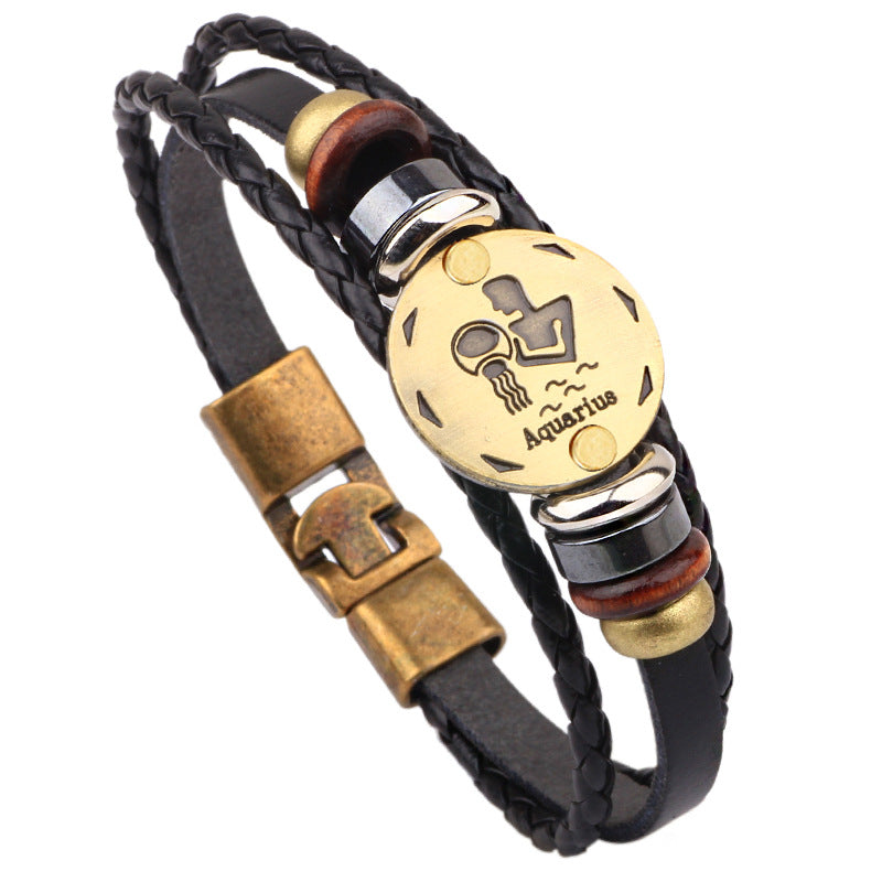 Leather Hand-woven Twee Constellation Cattle Simple Bracelets